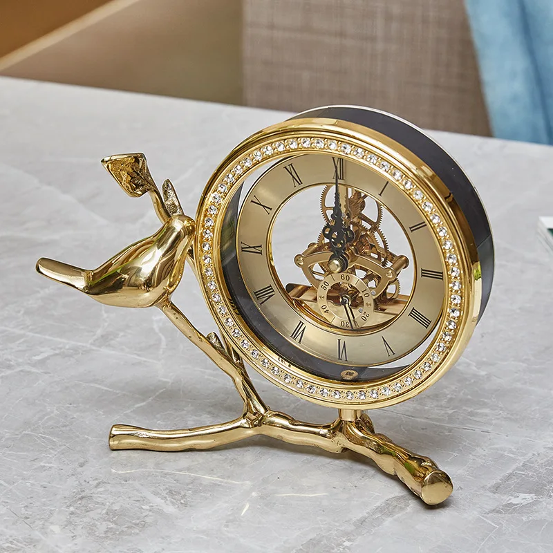 Light Luxury Pure Copper Bird's Branches and Leaves Transparent Movement Living Room Clock Desk Ornaments
Light Luxury Pure Copper Bird's Branches and Leaves Transparent Movement Living Room Clock Desk Ornaments