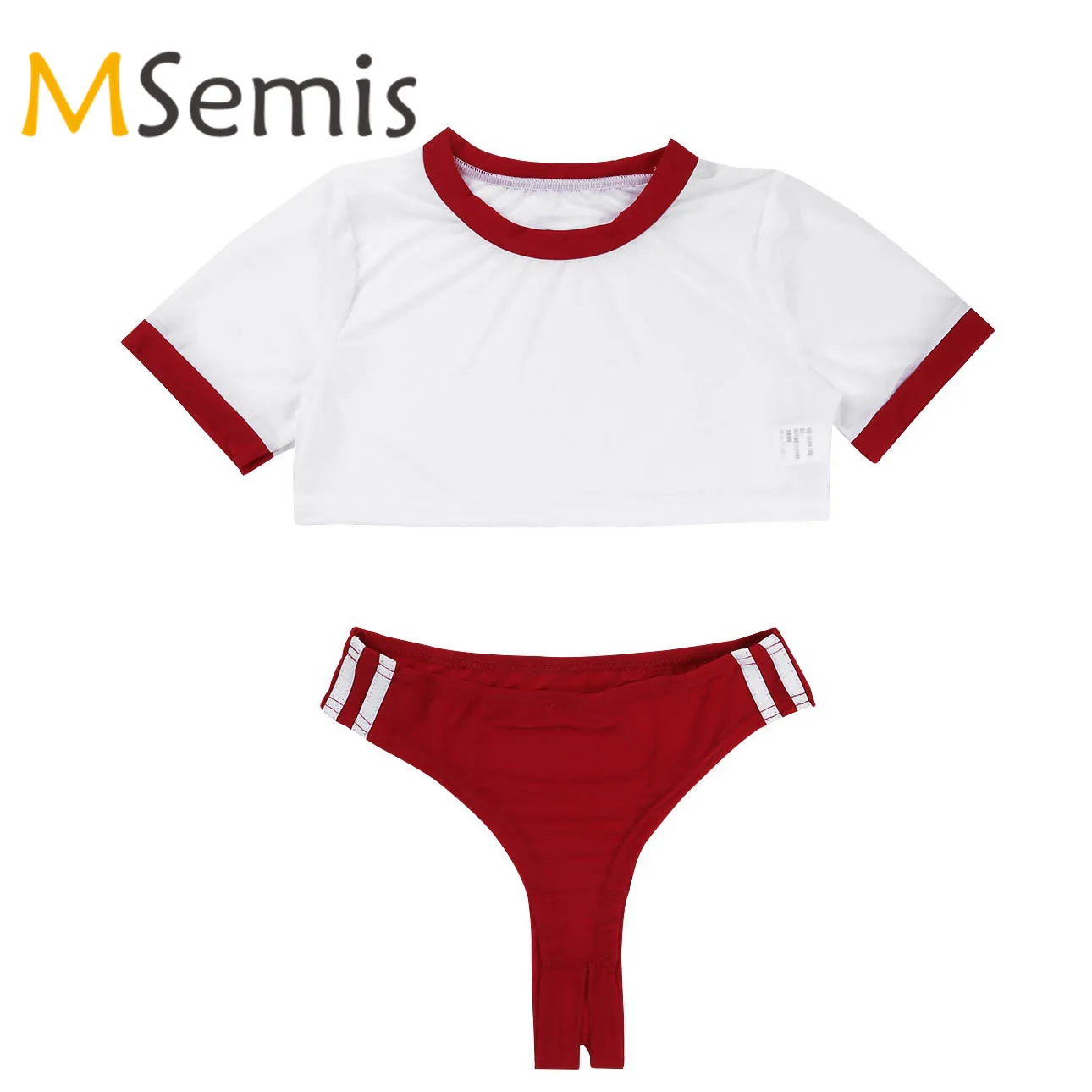 Women's School Girl Sheer Bodysuit Two Pieces Lingerie Set Short Sleeves Sheer Crop Top with Open Crotch Thongs Briefs Underwear
Women's School Girl Sheer Bodysuit Two Pieces Lingerie Set Short Sleeves Sheer Crop Top with Open Crotch Thongs Briefs Underwear