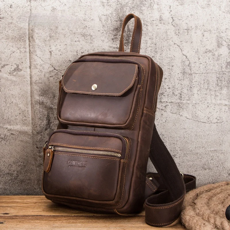 New Crazy Horse Cowhide Trend Leather Men's Chest Bag Multifunctional Men's Diagonal Bag
New Crazy Horse Cowhide Trend Leather Men's Chest Bag Multifunctional Men's Diagonal Bag