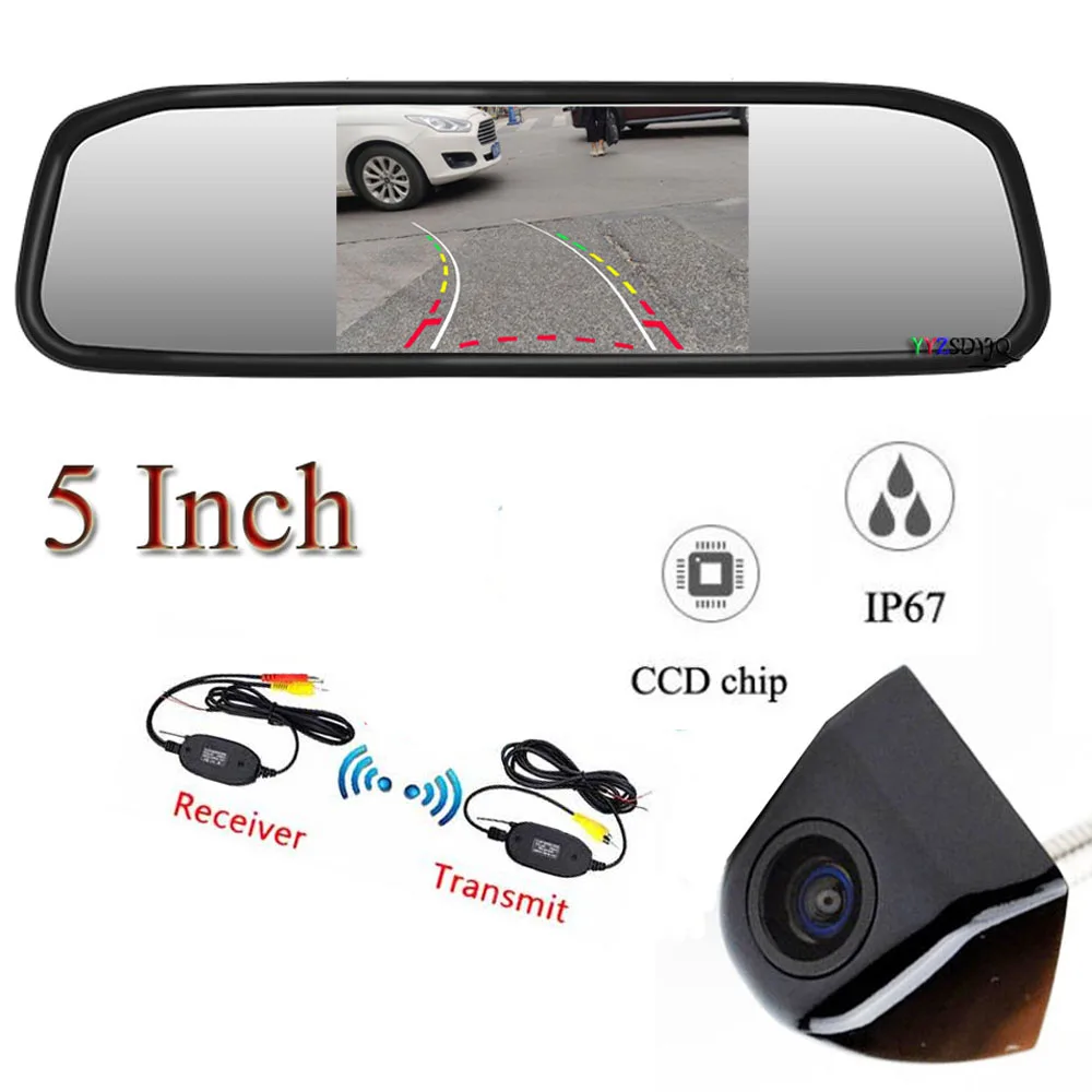 Car Rearview 5'' Mirror Monitor HD Video Auto Parking Wireless Intelligent dynamic trajectory Rearview Backup Camera Black
Car Rearview 5'' Mirror Monitor HD Video Auto Parking Wireless Intelligent dynamic trajectory Rearview Backup Camera Black