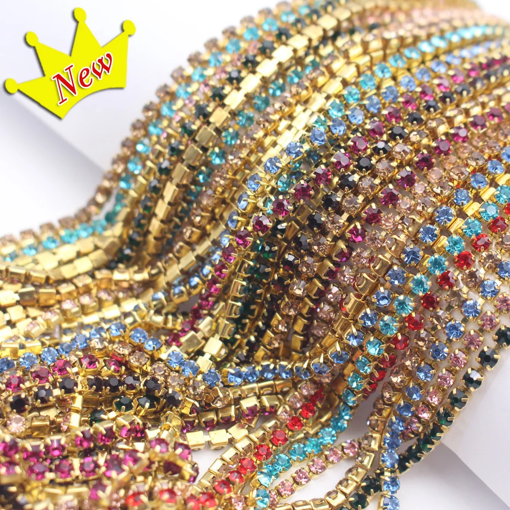 Hot 1M/lot Rhinestones Chain Flatback Gold claw Rhinestone Trim crystal for DIY Handcraft Sewing Trim Appliques needlework decor
Hot 1M/lot Rhinestones Chain Flatback Gold claw Rhinestone Trim crystal for DIY Handcraft Sewing Trim Appliques needlework decor