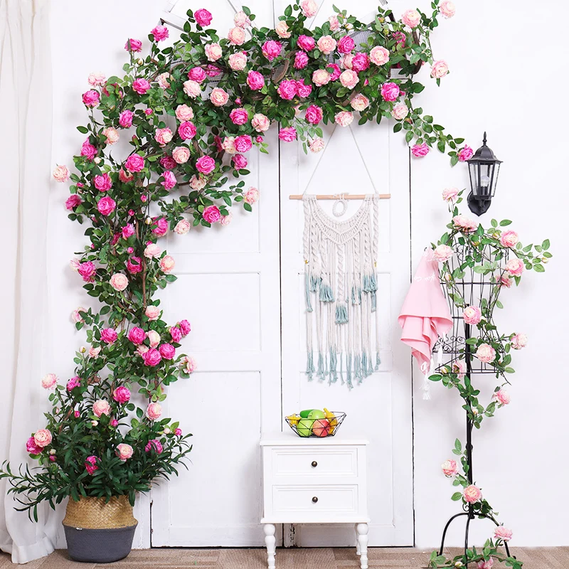 180cm Artificial Peony flowers Vines Silk Rose Rattan Peoines Branch Wall Hanging Garland Backdrop Home Party Wedding Decoration
180cm Artificial Peony flowers Vines Silk Rose Rattan Peoines Branch Wall Hanging Garland Backdrop Home Party Wedding Decoration
