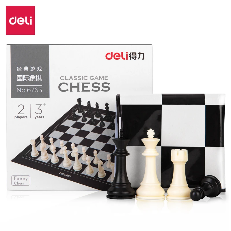 Deli 6763 International Chess 29x31cm size HIPS Chess Pieces PE chessboard Student Kids Chess
Deli 6763 International Chess 29x31cm size HIPS Chess Pieces PE chessboard Student Kids Chess