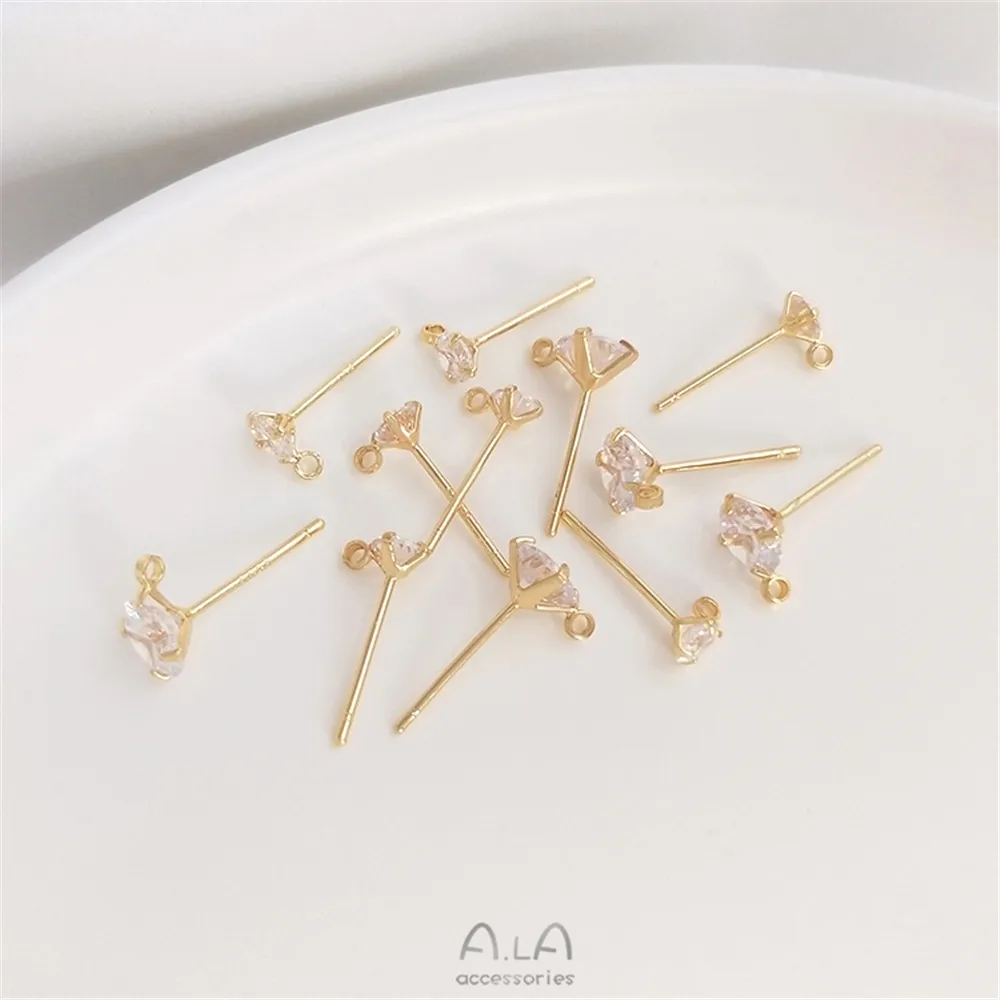 S925 Silver needle zircon with ring stud 14K gold plated diy zirconium earrings hand made material
S925 Silver needle zircon with ring stud 14K gold plated diy zirconium earrings hand made material