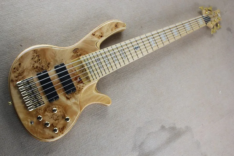 Classic 6 string bass, ash wood body, burl maple top, golden independent bridge, maple fingerboard square inlay, active battery
Classic 6 string bass, ash wood body, burl maple top, golden independent bridge, maple fingerboard square inlay, active battery