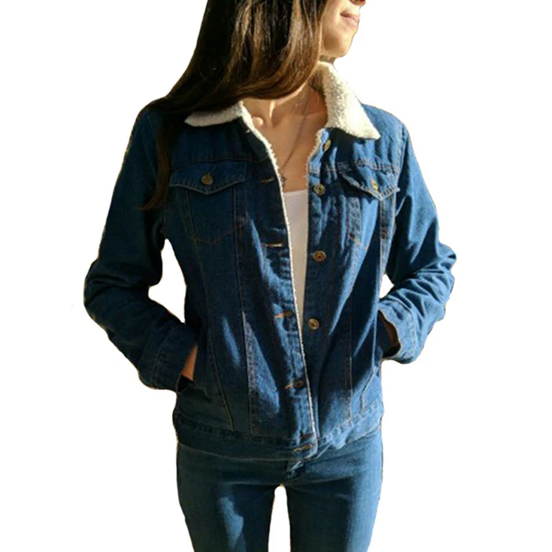 Fad Women's Autumn Winter Basic Denim Jacket Thick Cotton Single Breasted Turn Down Collar Jeans Jacket Female Cold Coat
Fad Women's Autumn Winter Basic Denim Jacket Thick Cotton Single Breasted Turn Down Collar Jeans Jacket Female Cold Coat