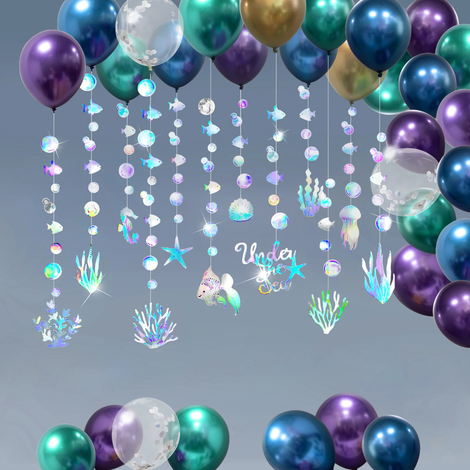 Under the Sea Themed Party Latex Balloons Iridescent Holographic Hanging Paper Bubble Garlands Little Mermaid Party Decorations
Under the Sea Themed Party Latex Balloons Iridescent Holographic Hanging Paper Bubble Garlands Little Mermaid Party Decorations