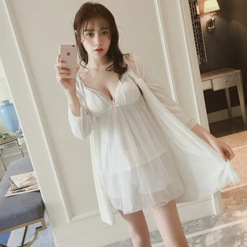 Sexy Lingerie Sexy Pajama Girl Temptation Summer Three Suits Lace Princess Nightgown Bosom Cushion Long-Sleeved Sleepwear
Sexy Lingerie Sexy Pajama Girl Temptation Summer Three Suits Lace Princess Nightgown Bosom Cushion Long-Sleeved Sleepwear