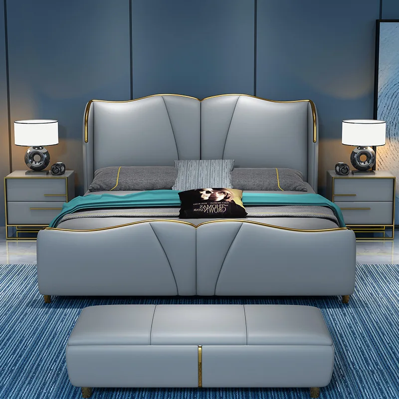 Light luxury bedroom pine bed double bed modern simple high quality 1.8m leather bed
Light luxury bedroom pine bed double bed modern simple high quality 1.8m leather bed