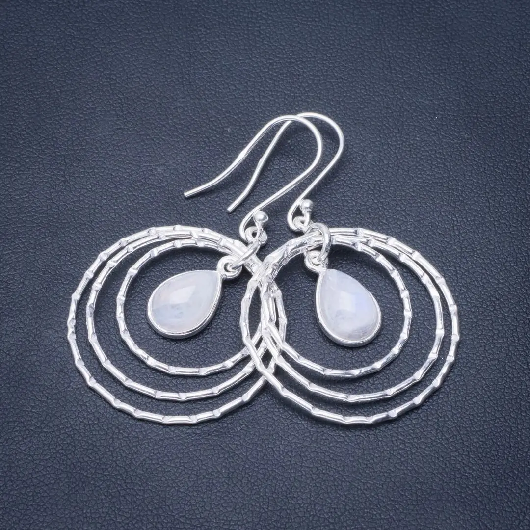 Natural Rainbow Moonstone Handmade Unique 925 Sterling Silver Earrings 1.75" B2091
Natural Rainbow Moonstone Handmade Unique 925 Sterling Silver Earrings 1.75" B2091