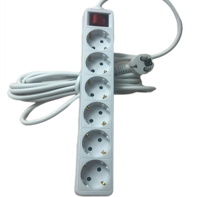 2 Round Pin EU RUS Plug 6 AC Outputs EU Socket 5M Extension Cord Socket Power Board Switch Power Strip Switch EU Adapter Home
2 Round Pin EU RUS Plug 6 AC Outputs EU Socket 5M Extension Cord Socket Power Board Switch Power Strip Switch EU Adapter Home