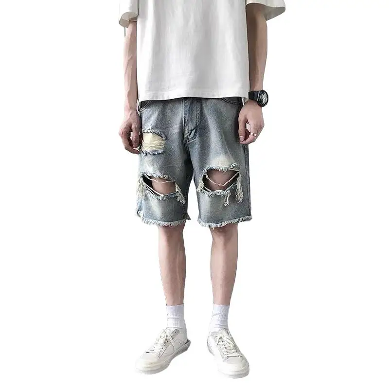 BANNAJI Men`s Denim Shorts Street Style Japanese Style Big Hole Distressed Destroyed Fashion Jeans Shorts For Male
BANNAJI Men`s Denim Shorts Street Style Japanese Style Big Hole Distressed Destroyed Fashion Jeans Shorts For Male