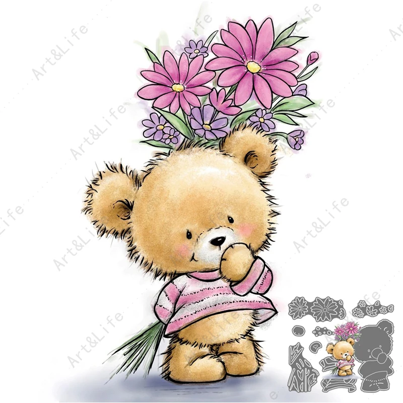 New Metal Cutting Dies Cute Bear And Flowers Stencils For Making Scrapbooking Album Birthday Festival Cards Embossing Cut Die
New Metal Cutting Dies Cute Bear And Flowers Stencils For Making Scrapbooking Album Birthday Festival Cards Embossing Cut Die