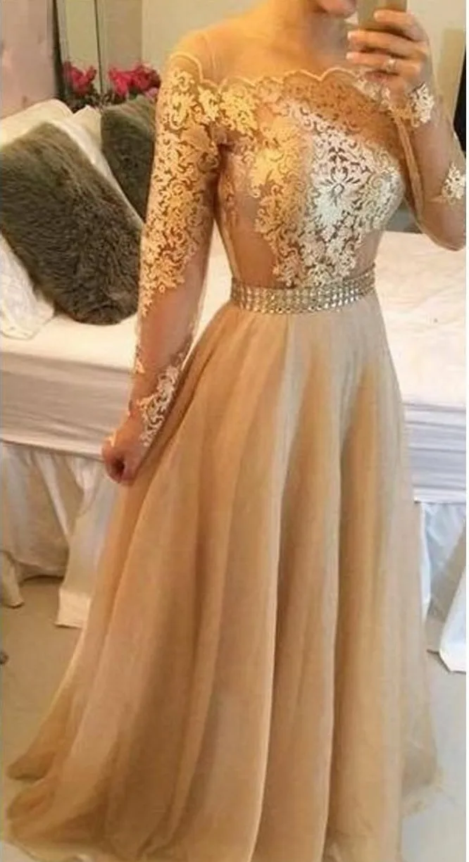 Modest Champagne Arabic Formal Evening Dresses 2025 Gold Lace Chiffon Plus Size Vestidos De Novia Prom Special Occasion Gowns
Modest Champagne Arabic Formal Evening Dresses 2025 Gold Lace Chiffon Plus Size Vestidos De Novia Prom Special Occasion Gowns