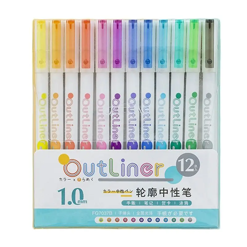 12pcs Colored Art Pens Pen Clip Contour Marker Gift Card Writing Drawing Coloring Painting Paper Posters Sketching Markers Decor
12pcs Colored Art Pens Pen Clip Contour Marker Gift Card Writing Drawing Coloring Painting Paper Posters Sketching Markers Decor