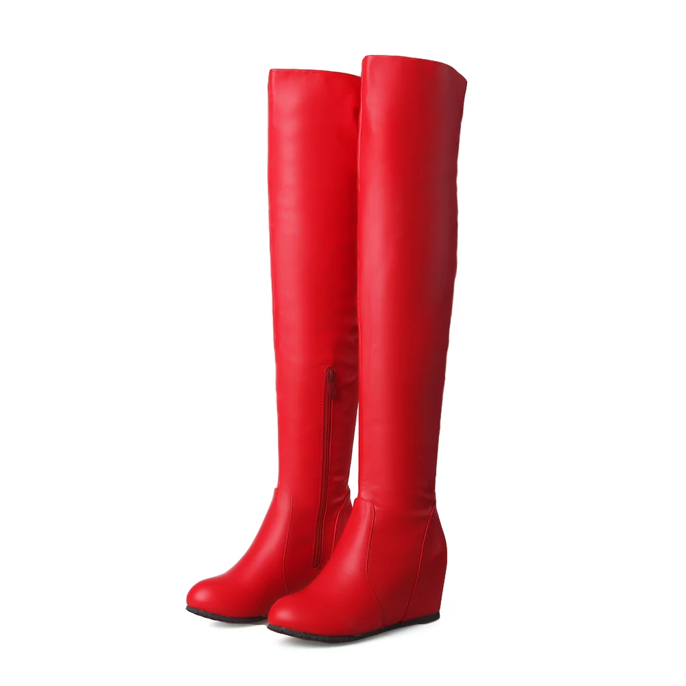 2021 Sexy Women's High Boots Female Wedges Inner Increasing Height Platform Booties Zipper Winter Shoes For Woman Plus Size
2021 Sexy Women's High Boots Female Wedges Inner Increasing Height Platform Booties Zipper Winter Shoes For Woman Plus Size