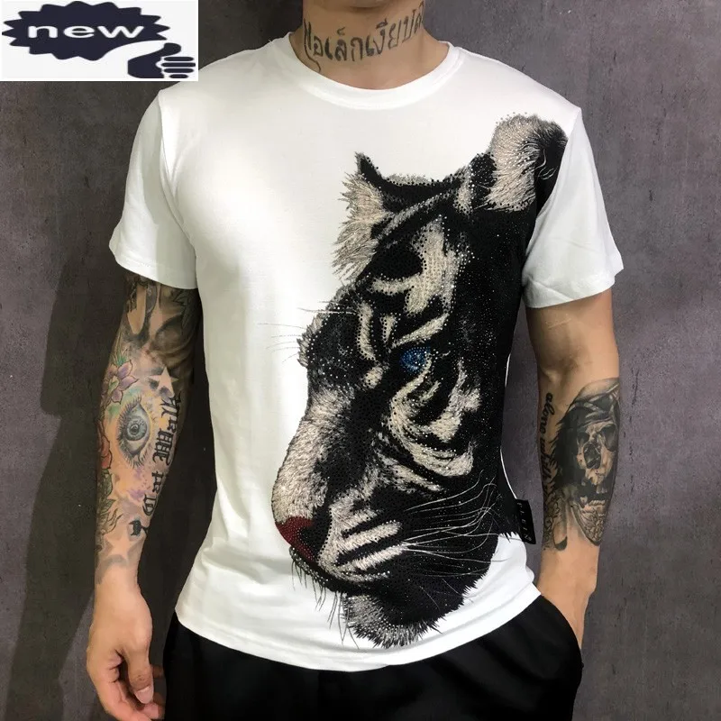 Fashion Mens Summer Crystal Tiger Cotton T-shirt Gothic Short Sleeve Tees Tops Streetwear Brand Slim Fit Male T-shirts O Neck
Fashion Mens Summer Crystal Tiger Cotton T-shirt Gothic Short Sleeve Tees Tops Streetwear Brand Slim Fit Male T-shirts O Neck