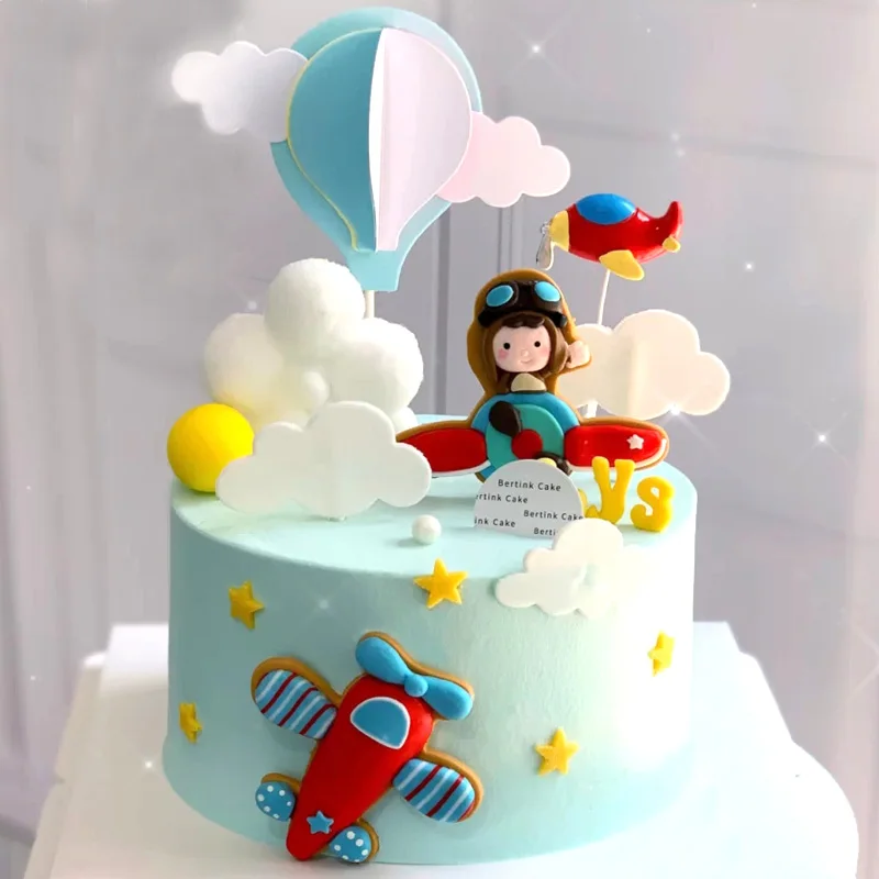 Aviator Cake Topper Boy Astronaut Soft Pottery Airplane Cloud Hair Ball Insert Baking Supplie Children's Day Birthday Decoration
Aviator Cake Topper Boy Astronaut Soft Pottery Airplane Cloud Hair Ball Insert Baking Supplie Children's Day Birthday Decoration