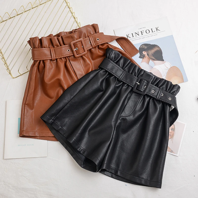 Autumn Women PU Shorts Ladies High Waist Wide leg Shorts All Match Sashes Shorts Female Casual Black Shorts Plus Size 5XL AB1579
Autumn Women PU Shorts Ladies High Waist Wide leg Shorts All Match Sashes Shorts Female Casual Black Shorts Plus Size 5XL AB1579