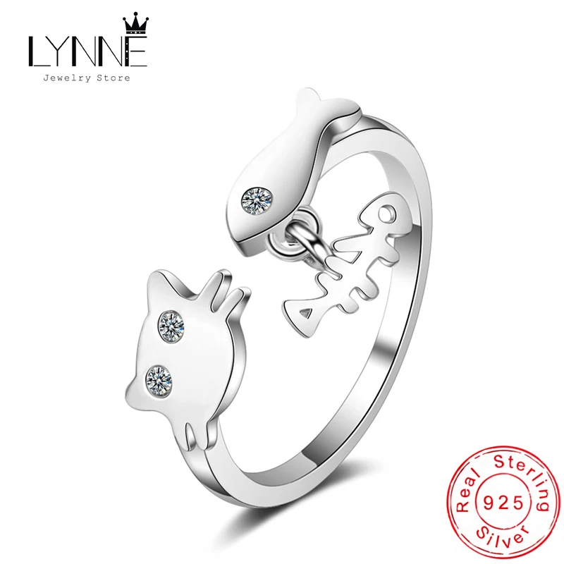 New Fashion Fish Bone Pendant AAA Zircon Little Cat Rings 925 Sterling Silver Resizable Rhinestone Drop Ring Women Jewelry Gift
New Fashion Fish Bone Pendant AAA Zircon Little Cat Rings 925 Sterling Silver Resizable Rhinestone Drop Ring Women Jewelry Gift