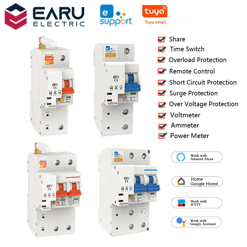 eWelink TUYA APP 1P 2P 10-100A 220V Smart WIFI Circuit Breaker Switch Power Energy kWh Meter Voltmeter Ammeter Voltage Monitor
eWelink TUYA APP 1P 2P 10-100A 220V Smart WIFI Circuit Breaker Switch Power Energy kWh Meter Voltmeter Ammeter Voltage Monitor