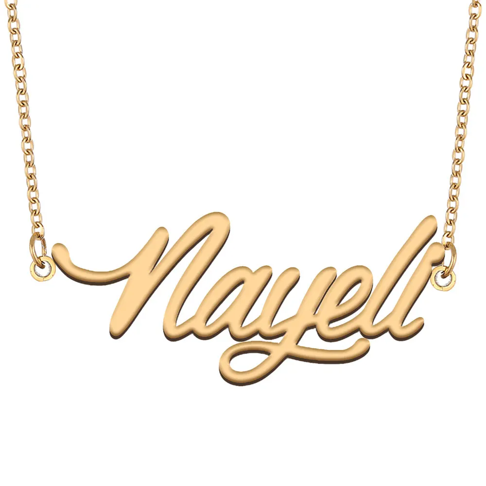 Nayeli, ожерелье с именной табличкой для женщин, ювелирные изделия из нержавеющей стали, позолоченная цепочка с кулоном, подарок для женщины, матери, девушки
Nayeli, ожерелье с именной табличкой для женщин, ювелирные изделия из нержавеющей стали, позолоченная цепочка с кулоном, подарок для женщины, матери, девушки