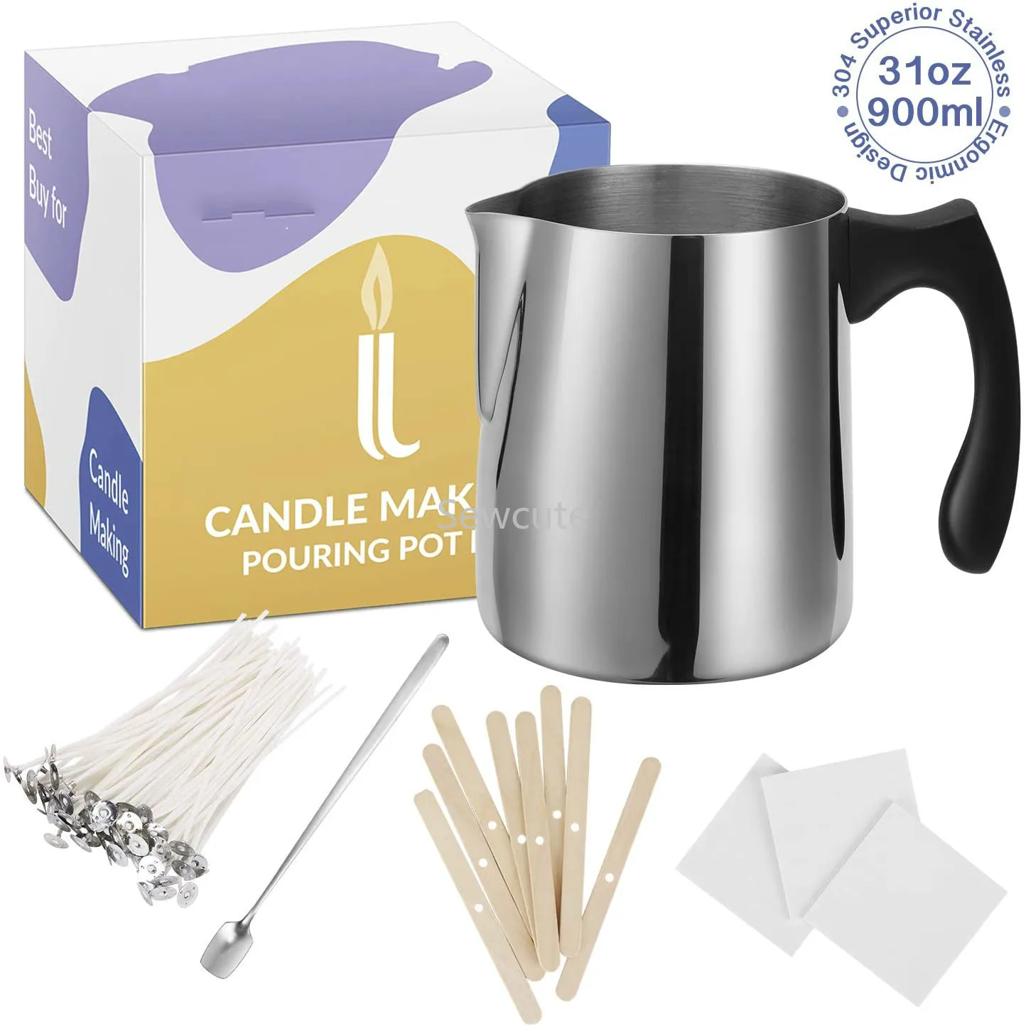 Candle Making Kit Stainless Steel Pouring Pot No Burn Handle Arts and Craft Supplies for Adults Large Melting Cup Cotton Wicks
Candle Making Kit Stainless Steel Pouring Pot No Burn Handle Arts and Craft Supplies for Adults Large Melting Cup Cotton Wicks
