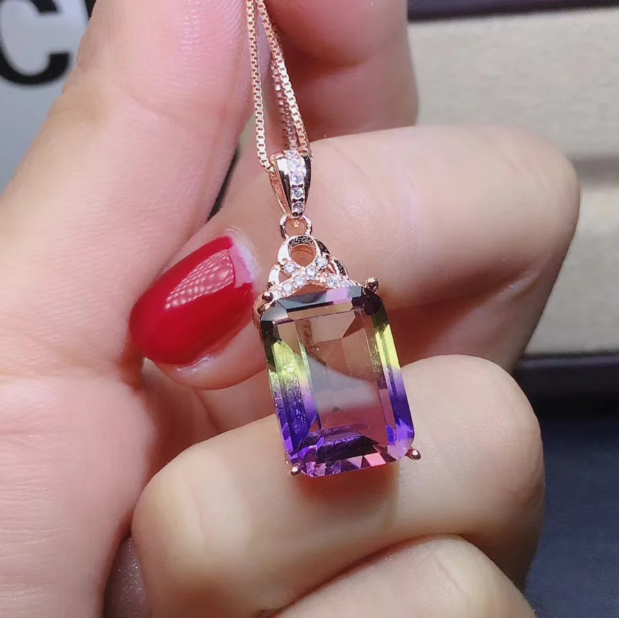 The Best Gift for the Birthday Real natural Luxury Ametrine pendant 925 sterling silver Necklace
The Best Gift for the Birthday Real natural Luxury Ametrine pendant 925 sterling silver Necklace