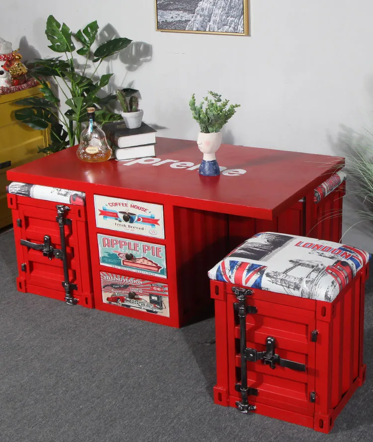 Industrial style metal coffee table with 4 stool living room storage Multifunctional side table stool combination home furniture
Industrial style metal coffee table with 4 stool living room storage Multifunctional side table stool combination home furniture