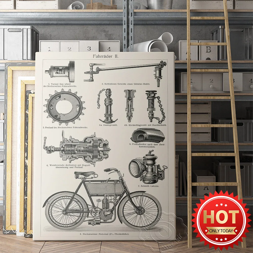 Fahrrader German Series Bicycle Vintage Poster, Bicycle Parts Black And White Retro Art Prints, Living Room Home Art Decor
Fahrrader German Series Bicycle Vintage Poster, Bicycle Parts Black And White Retro Art Prints, Living Room Home Art Decor