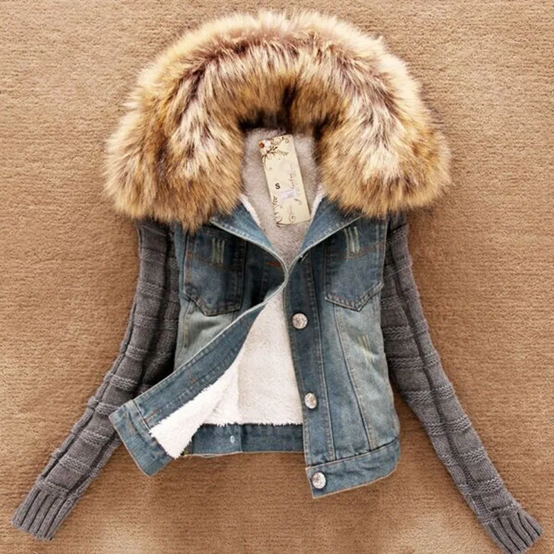 Denim Short Fur Jacket Blue Jean Jacket Korean Style Slim Big Fur Collar Wool Sleeve Fleece Denim Short Cotton Female Clothing
Denim Short Fur Jacket Blue Jean Jacket Korean Style Slim Big Fur Collar Wool Sleeve Fleece Denim Short Cotton Female Clothing