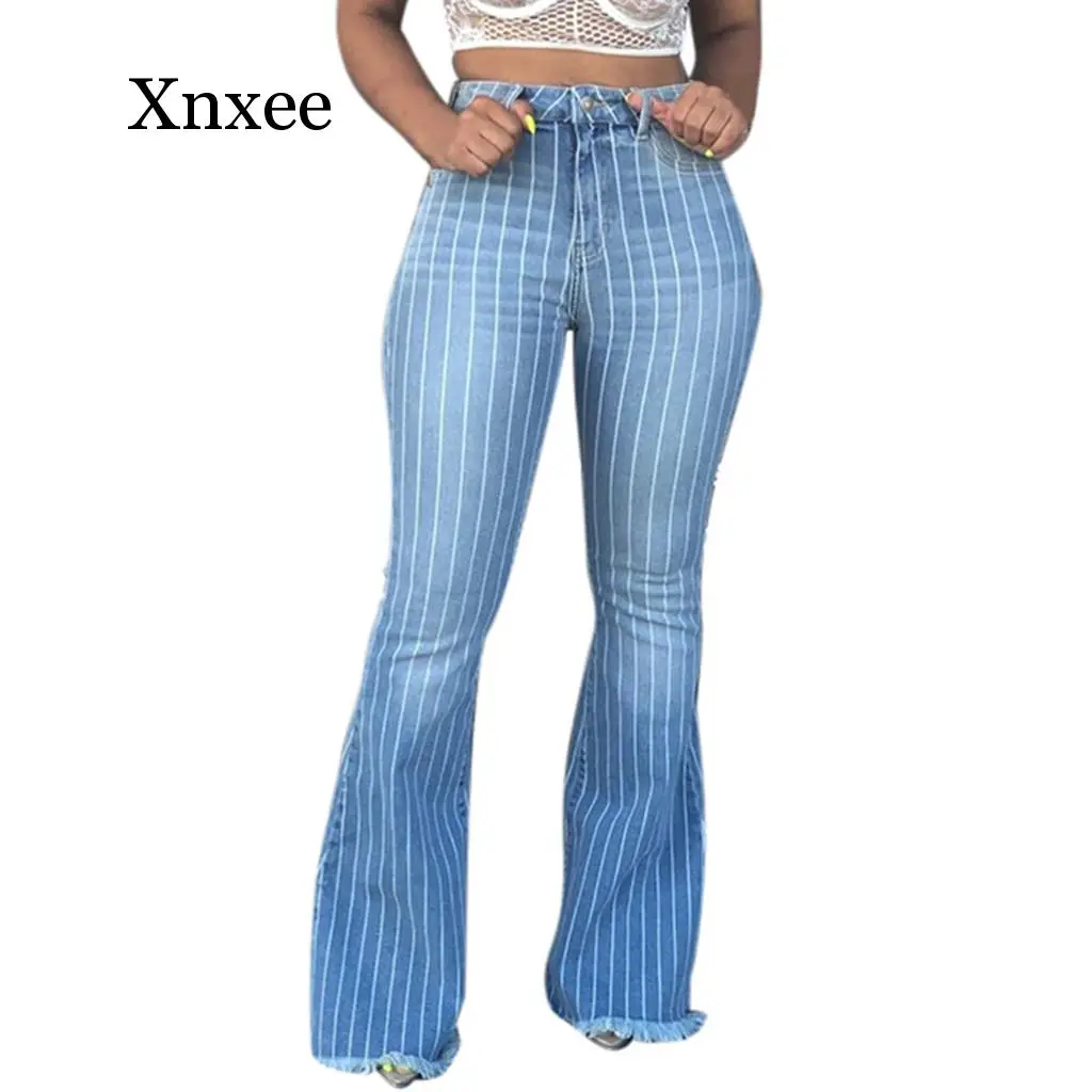 Women Flare Jeans Slim Sexy Wide Leg Pants Stretchy Striped Denim Pant Female Elegant Casual Ruffles Belt Long Trousers Tassel
Women Flare Jeans Slim Sexy Wide Leg Pants Stretchy Striped Denim Pant Female Elegant Casual Ruffles Belt Long Trousers Tassel