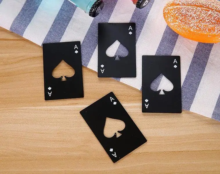 100pcs/lot Black/silver Poker Card Spades Beer Bottle Opener Personalized Stainless Steel Bottle Opener Bar Tool Wholesale
100pcs/lot Black/silver Poker Card Spades Beer Bottle Opener Personalized Stainless Steel Bottle Opener Bar Tool Wholesale