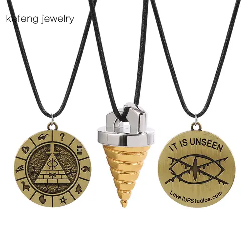 Herren Gravity Falls Dipper's Bill Cipher Pyramid Anhänger Halskette Cosplay Kostüm Zubehör