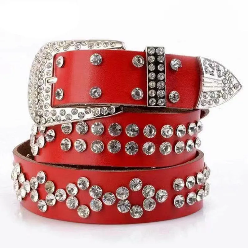 Trendy Real Cowhide Ladies Belt Personality Rhinestone Mosaic Women Fashion Belts for High Quality Ladies Belt Luxury Design
Trendy Real Cowhide Ladies Belt Personality Rhinestone Mosaic Women Fashion Belts for High Quality Ladies Belt Luxury Design