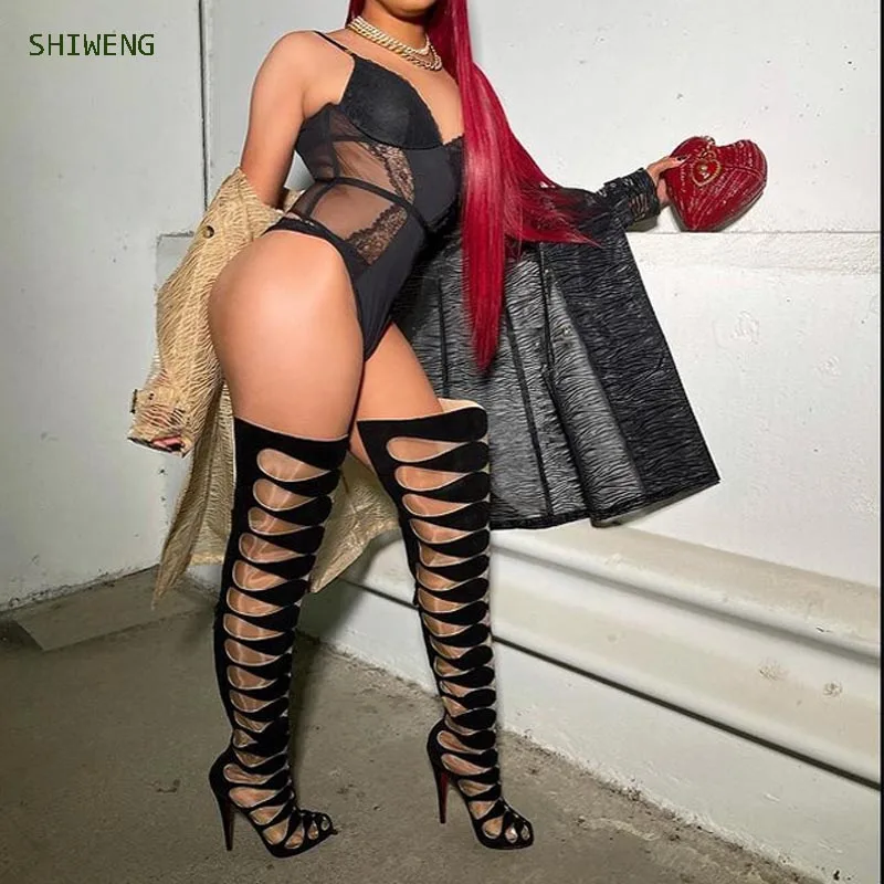 2022 Spring Women Over the Knee Gladiator Boots Sexy Open Toe Stiletto Heels Cut Out Gladiator Sandals Black Straps Sandal Boots
2022 Spring Women Over the Knee Gladiator Boots Sexy Open Toe Stiletto Heels Cut Out Gladiator Sandals Black Straps Sandal Boots