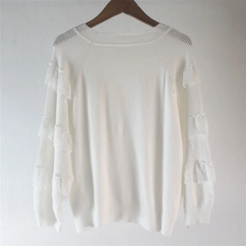 New Autumn Sweet Ruffles Lace Patchwork Thin Pullovers Fashion Long Sleeve O-Neck Loose Fit Female Knitted Sweaters Streetwear
New Autumn Sweet Ruffles Lace Patchwork Thin Pullovers Fashion Long Sleeve O-Neck Loose Fit Female Knitted Sweaters Streetwear