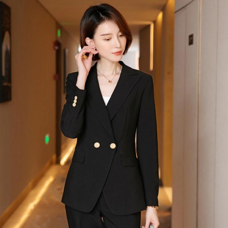 High Quality Fabric Formal OL Styles Women Business Suits Pantsuits Autumn Winter Professional Work Wear Female Blazers Set 
High Quality Fabric Formal OL Styles Women Business Suits Pantsuits Autumn Winter Professional Work Wear Female Blazers Set