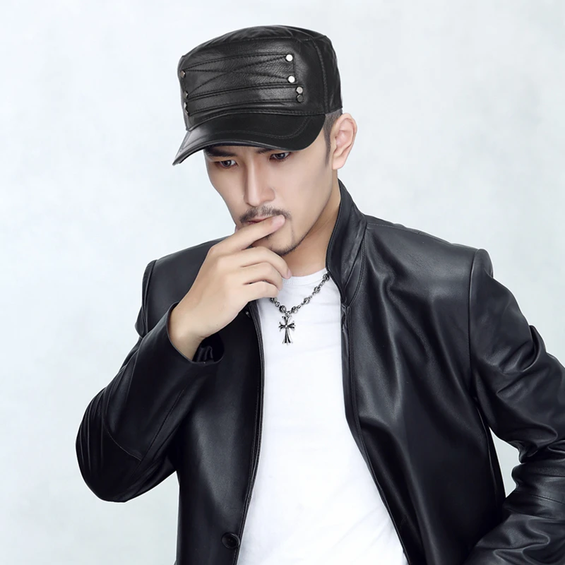 Classic Mens Winter Genuine Leather Hat Warm Military Real Sheep Leather Hats For Men Adjustable Flat Top Caps Black/brown
Classic Mens Winter Genuine Leather Hat Warm Military Real Sheep Leather Hats For Men Adjustable Flat Top Caps Black/brown
