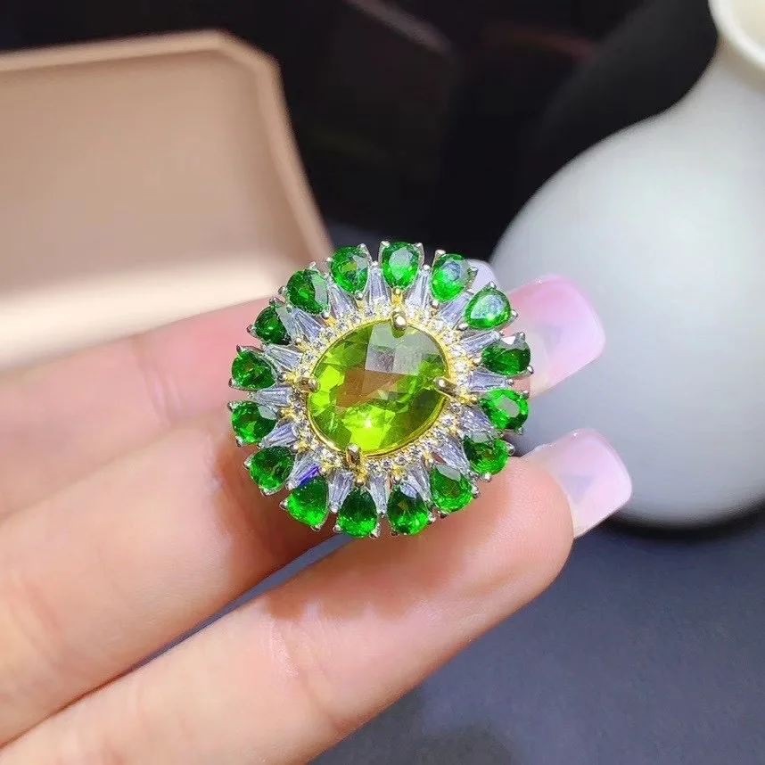 Natural Peridot Ring, Simple Style, Peridot Ring Around with Diopside , Ladies Ring, 925 Silver Custom Number
Natural Peridot Ring, Simple Style, Peridot Ring Around with Diopside , Ladies Ring, 925 Silver Custom Number