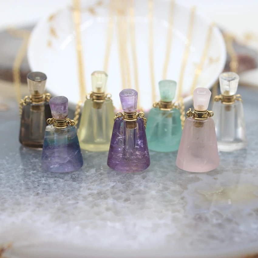 Natural Crystal Quartz Drops Perfume Bottle Pendants Necklace,Plated Gold chains Gems stone Essential Oil Diffuser Vial Charms
Natural Crystal Quartz Drops Perfume Bottle Pendants Necklace,Plated Gold chains Gems stone Essential Oil Diffuser Vial Charms
