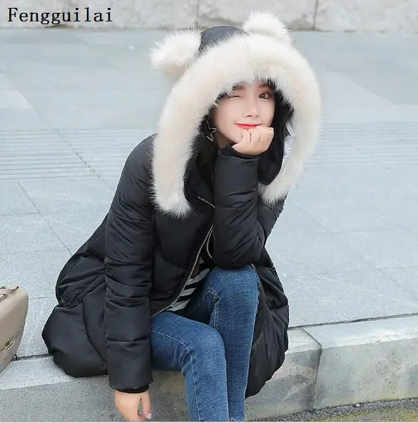 Korea Fashion Women Winter Coat black Faux Fur Collar Hooded Jacket Outwear Faux Lamb Fur Coats Warm Parkas
Korea Fashion Women Winter Coat black Faux Fur Collar Hooded Jacket Outwear Faux Lamb Fur Coats Warm Parkas