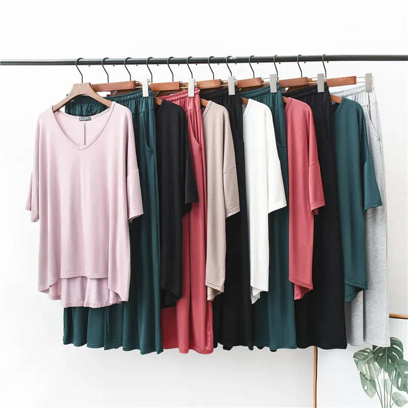 Modal Homewear V-Neck White Women's T-Shirt Loose Soft family Lady Sleepwear Female Pajamas Set Madam Home Clothes Suit Autumn
Modal Homewear V-Neck White Women's T-Shirt Loose Soft family Lady Sleepwear Female Pajamas Set Madam Home Clothes Suit Autumn