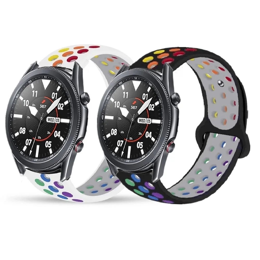 Ремешок силиконовый для Samsung Galaxy Watch 3 41 мм 45 мм, Радужный спортивный браслет для Galaxy Watch 4 Classic 42 мм 46 мм
Ремешок силиконовый для Samsung Galaxy Watch 3 41 мм 45 мм, Радужный спортивный браслет для Galaxy Watch 4 Classic 42 мм 46 мм