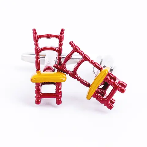 Novelty Mens Cufflinks Funny Chair Red Green Yellow Colors Cuff Links Toy Jewelry For Party Birthday Gift Wholesale Retail