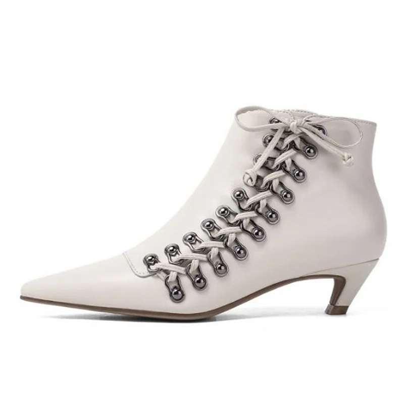 Sexy Pointed Toe Medium Heels 4 cm Shoes Side Lace Up Stiletto Heel Casual Autumn Spring Booties Leather Elegant Fashion Women
Sexy Pointed Toe Medium Heels 4 cm Shoes Side Lace Up Stiletto Heel Casual Autumn Spring Booties Leather Elegant Fashion Women