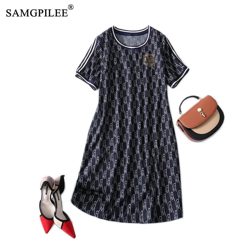 Samgpilee Dresses For Women 2022 New Casual A-line Print Short Sleeve Knee-length Elegant O-neck Summer Clothes For Womens 4xl 
Samgpilee Dresses For Women 2022 New Casual A-line Print Short Sleeve Knee-length Elegant O-neck Summer Clothes For Womens 4xl