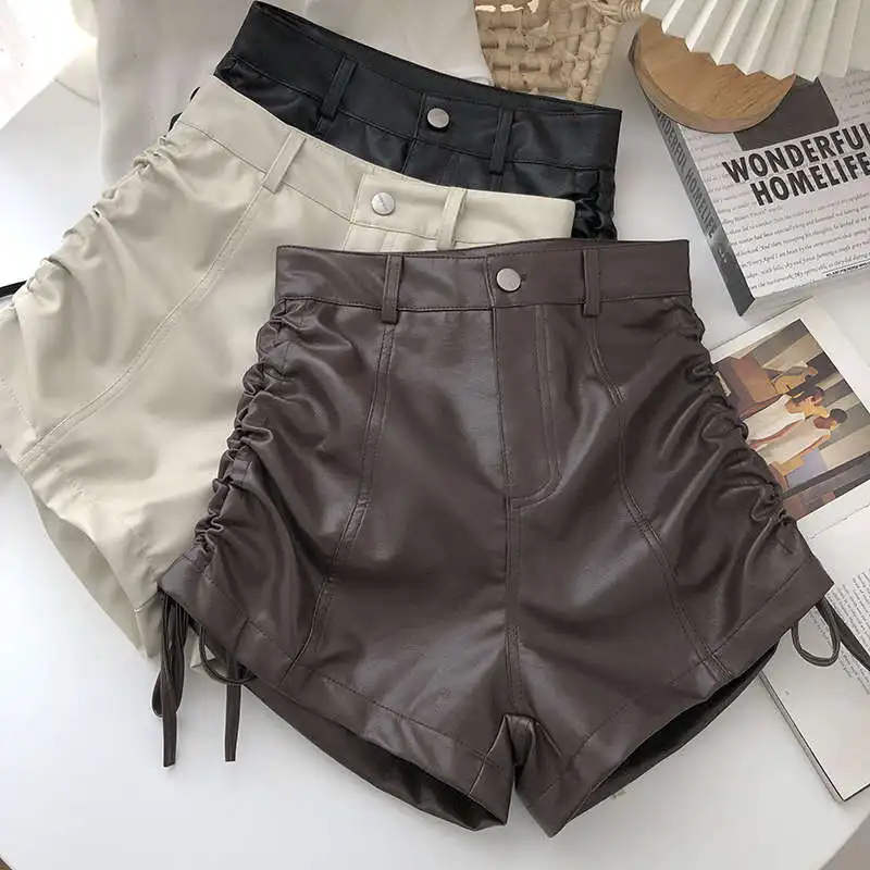 Drawstring Sexy High Waist Biker shorts Women Korean Fashion Autumn Winter PU Leather Wide Leg Shorts Slim Casual Shorts C7842
Drawstring Sexy High Waist Biker shorts Women Korean Fashion Autumn Winter PU Leather Wide Leg Shorts Slim Casual Shorts C7842