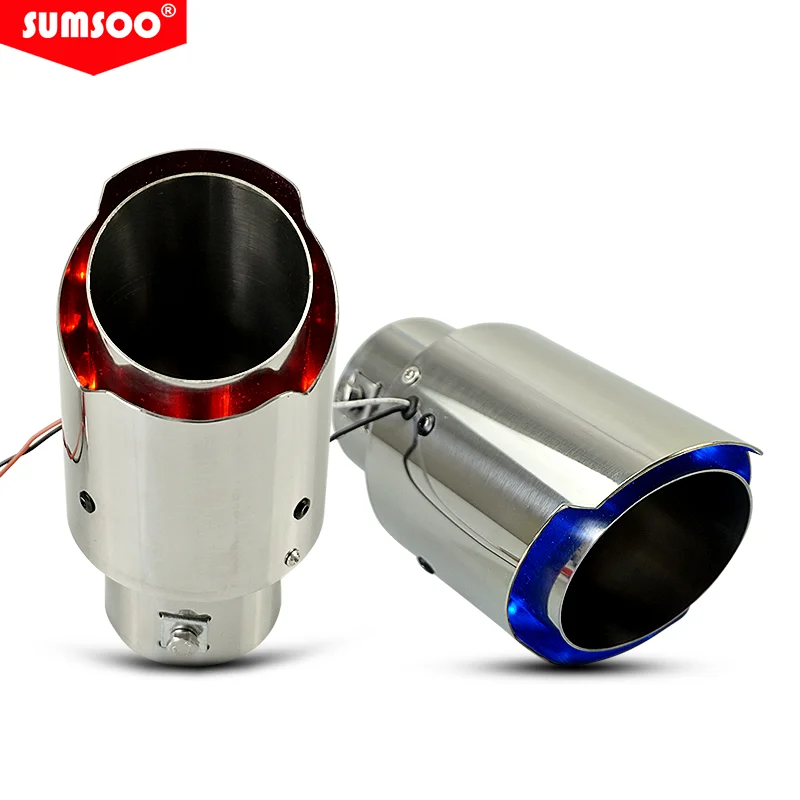 SUMSOO 1 piece new luminescent modified car exhaust pipe red and blue light stainless steel exhaust tail tip with LED lights
SUMSOO 1 piece new luminescent modified car exhaust pipe red and blue light stainless steel exhaust tail tip with LED lights