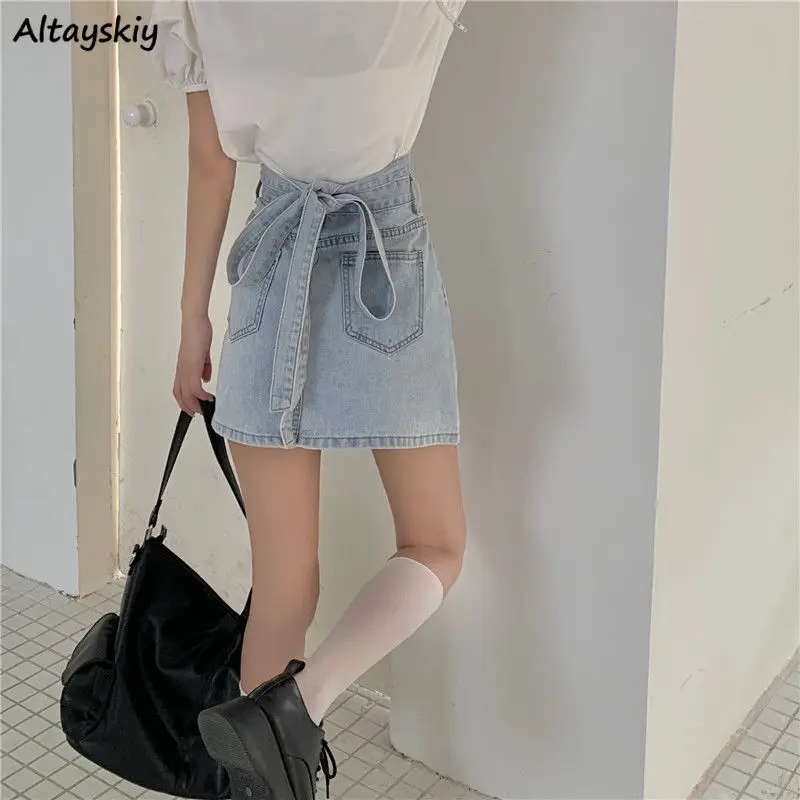 Summer Women Skirt with Bow High Waist A-line Short Mini Denim Fashion Sexy Casual Female Pockets Streetwear College Simple New
Summer Women Skirt with Bow High Waist A-line Short Mini Denim Fashion Sexy Casual Female Pockets Streetwear College Simple New
